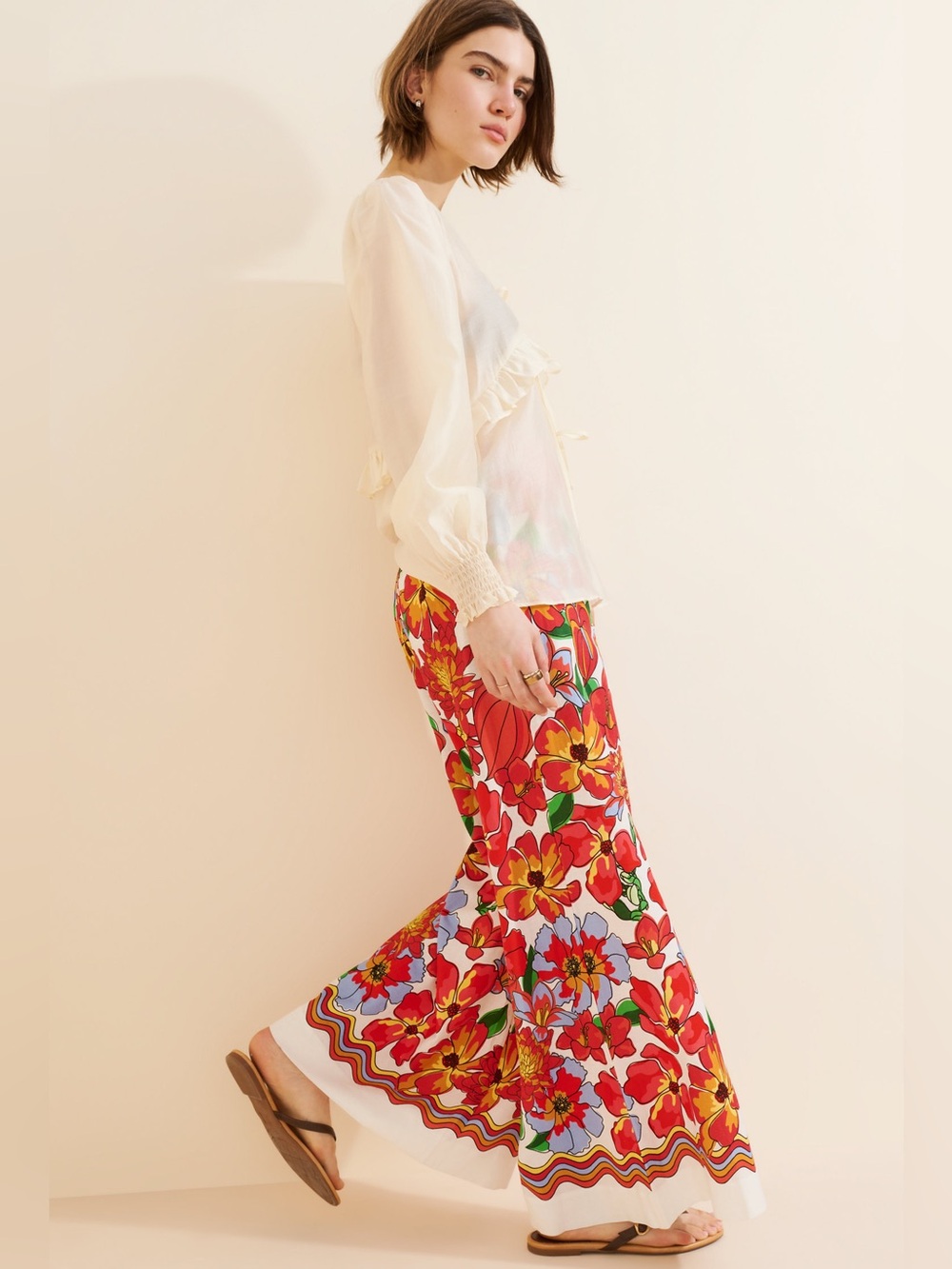 Farm Rio x Anthropologie Floral Linen Pants Women’s M - Picture 3 of 16